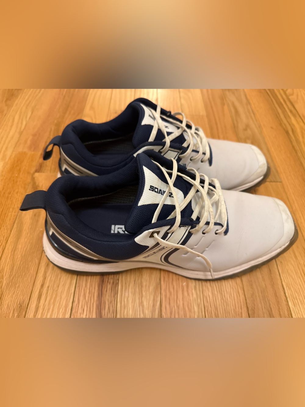 Sqairz Golf Shoes White Navy Men’s Size 14 Spikeless/Soft Spike Golf Shoes